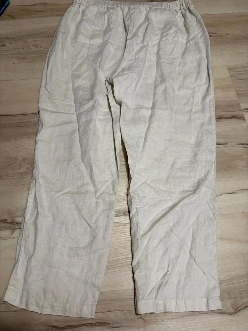 Quince 100% European Linen Pull On Relaxed Pants Cream Large minimalist neutral